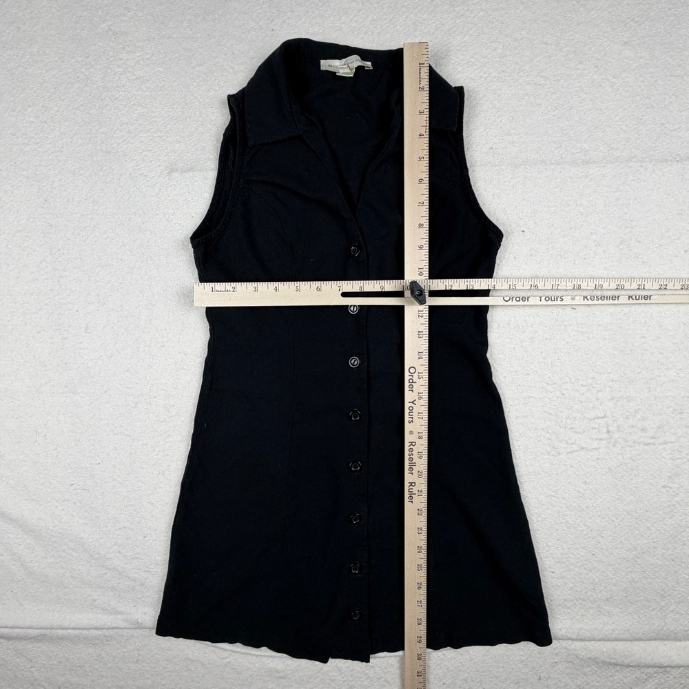 Monteau Los Angeles Black Linen Blend Button Front Sleeveless Mini Dress Small - Picture 4 of 6